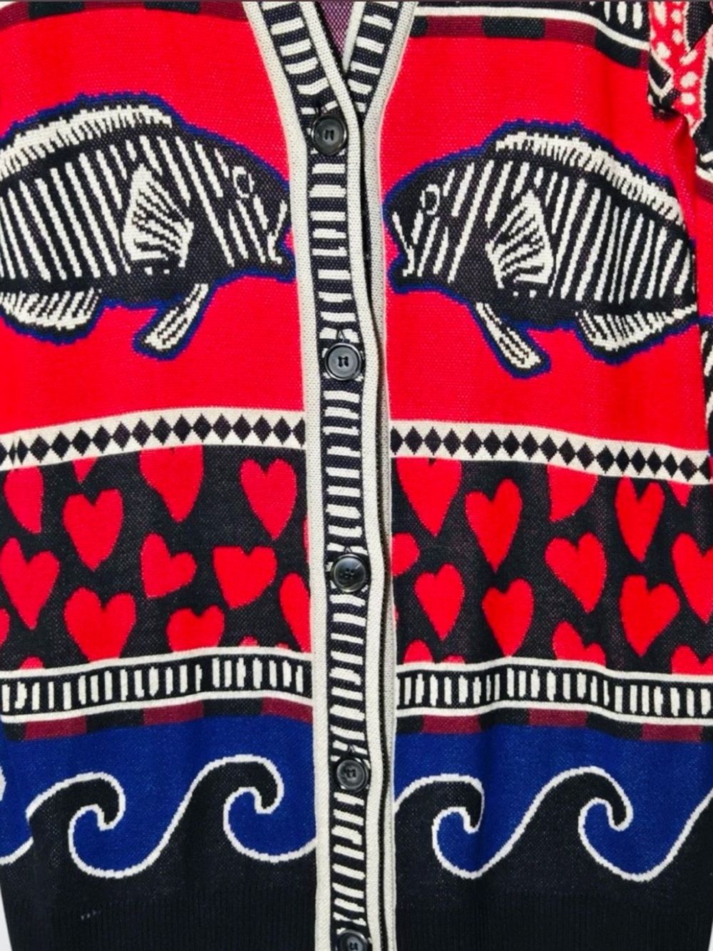 FARM Rio Navy Mixed Print Knit Cardigan Small - Picture 9 of 14